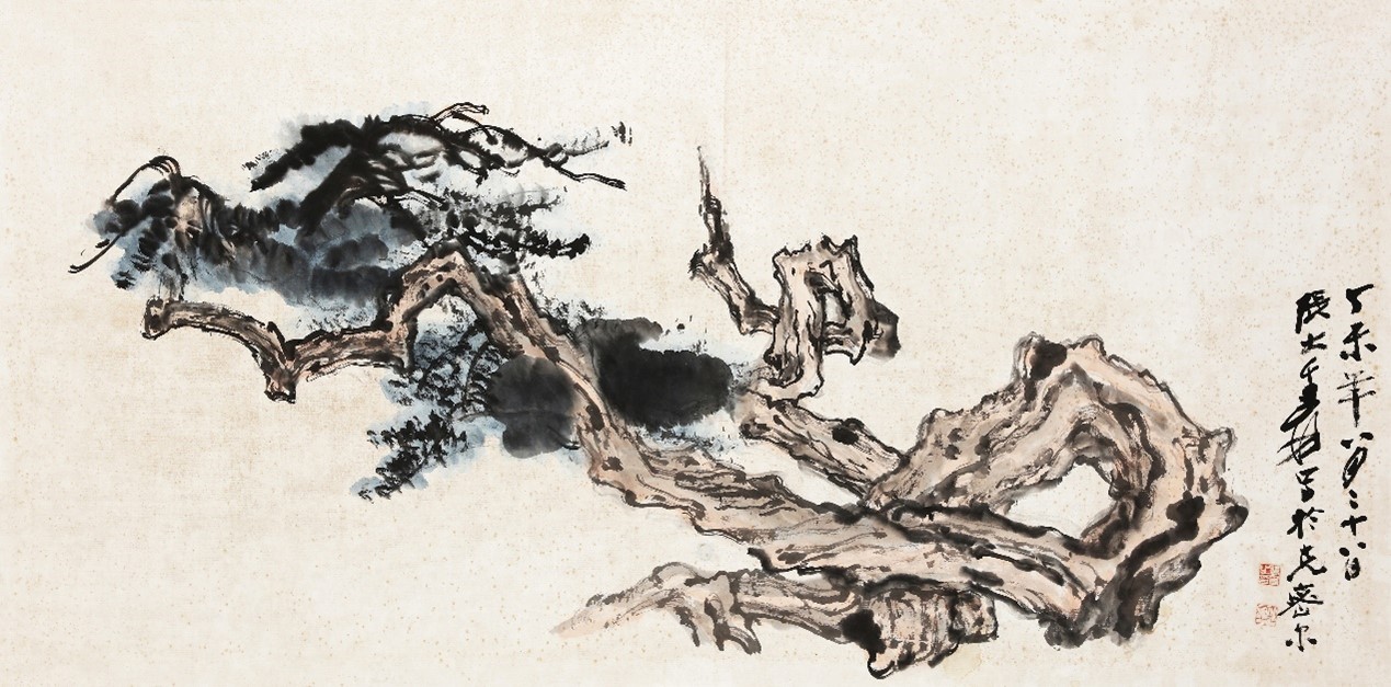<h2>克密爾之柏</h2><p>作者：张大千</p><p>创作年代：1967年</p><p>规格：69cm×138cm</p><p>品类：纸本水墨</p>